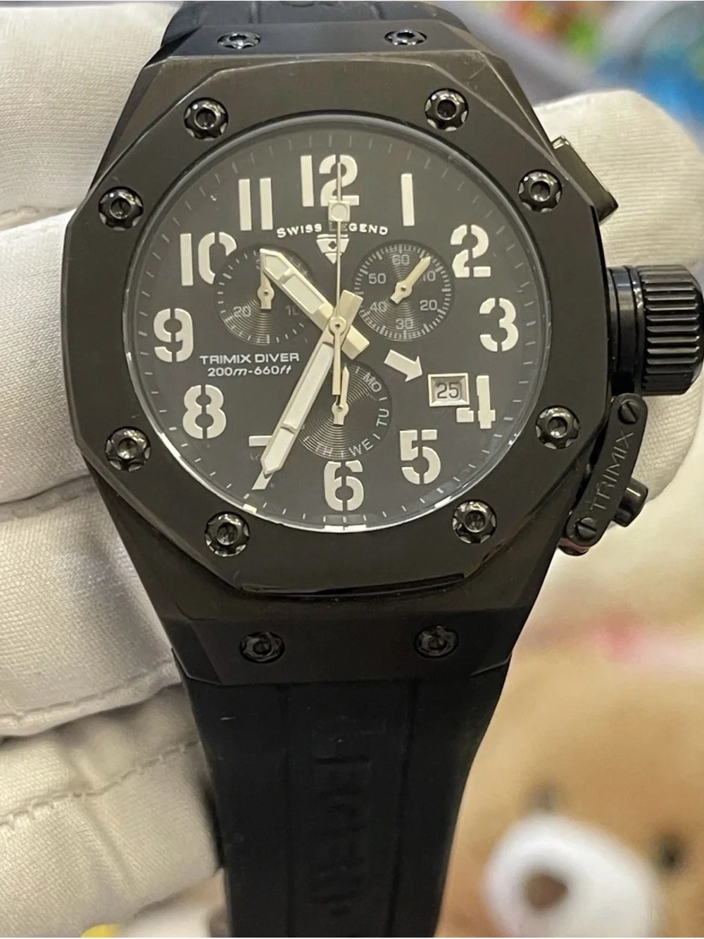Swiss Legend Trimix Diver Men's Black Chronograph Watch 46mm 20ATM 660ft Date